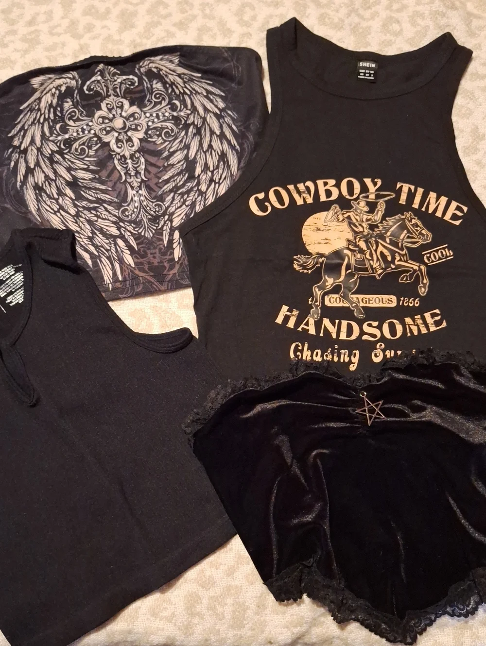 SHEIN Black Graphic 'Cowboy Time Handsome' - Picture 1 of 7